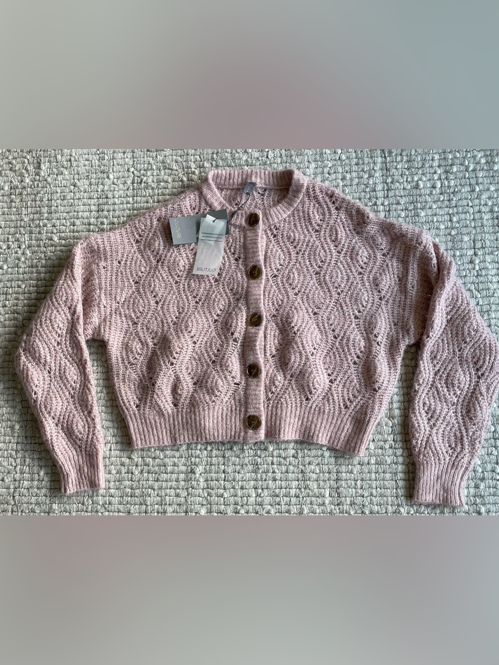 Women’s Pink Knit Button-Front Cardigan Sweater